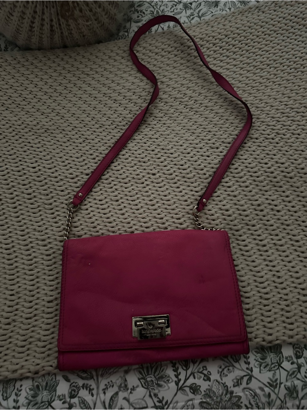 kate spade Fuchsia Pink Crossbody Bag with Chain Strap
